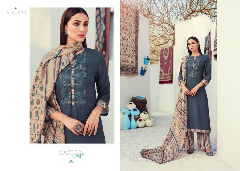 Sarg Earthy Delight Fabric With Digital Print Embroidery Work Salwar Suit In Viscose