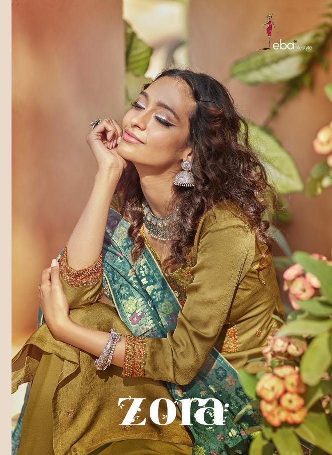 Eba Lifestyle Zora Pure Kuntal Silk With Embroidery Work Designer Salwar Kameez