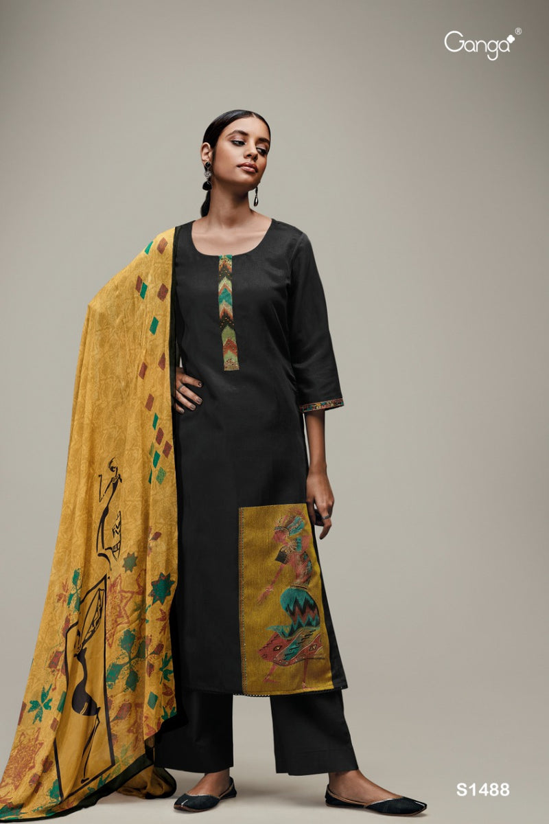 Ganga Eiza 1488 Silk Jacquard With Heavy Beautiful Work Stylish Designer Casual Look Salwar Kameez