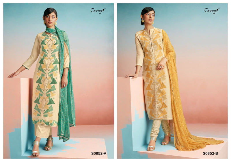 Ganga Eiza Woven Jacquard With Hand Work Designer Party Wear Salwar Suits