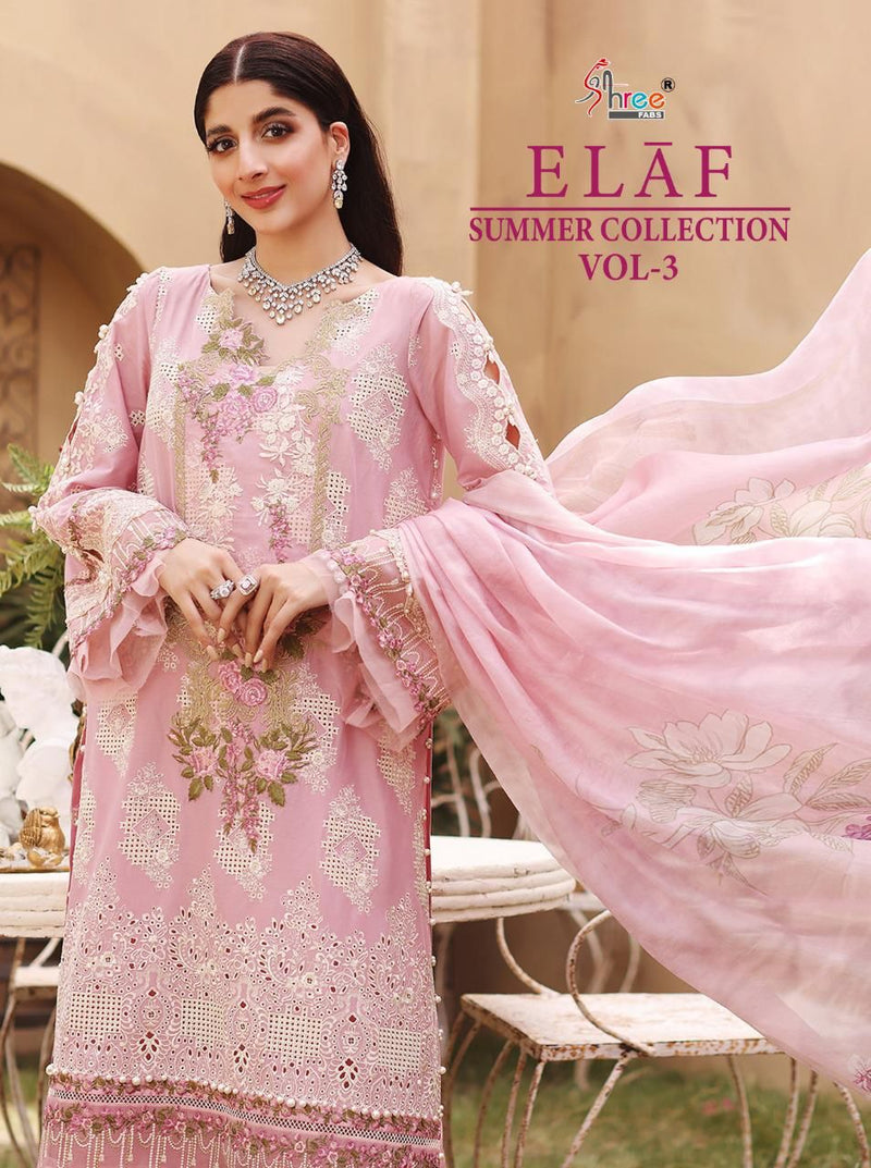 Shree Fabs Elaf Summer Collection Vol 3 Cotton Embroidered Pakistani Style Party Wear Salwar Suits