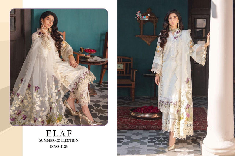 Shree Fabs Elaf Summer Collection Cotton Embroidered Pakistani Style Party Wear Salwar Suits
