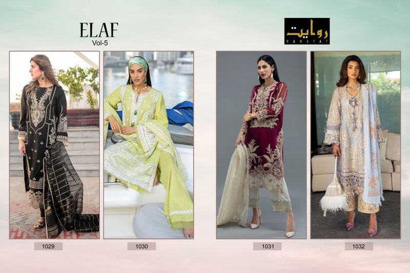Rawayat Fashion Elaf Vol 5 Lawn Cotton Embroidered Pakistani Style Party Wear Salwar Suits