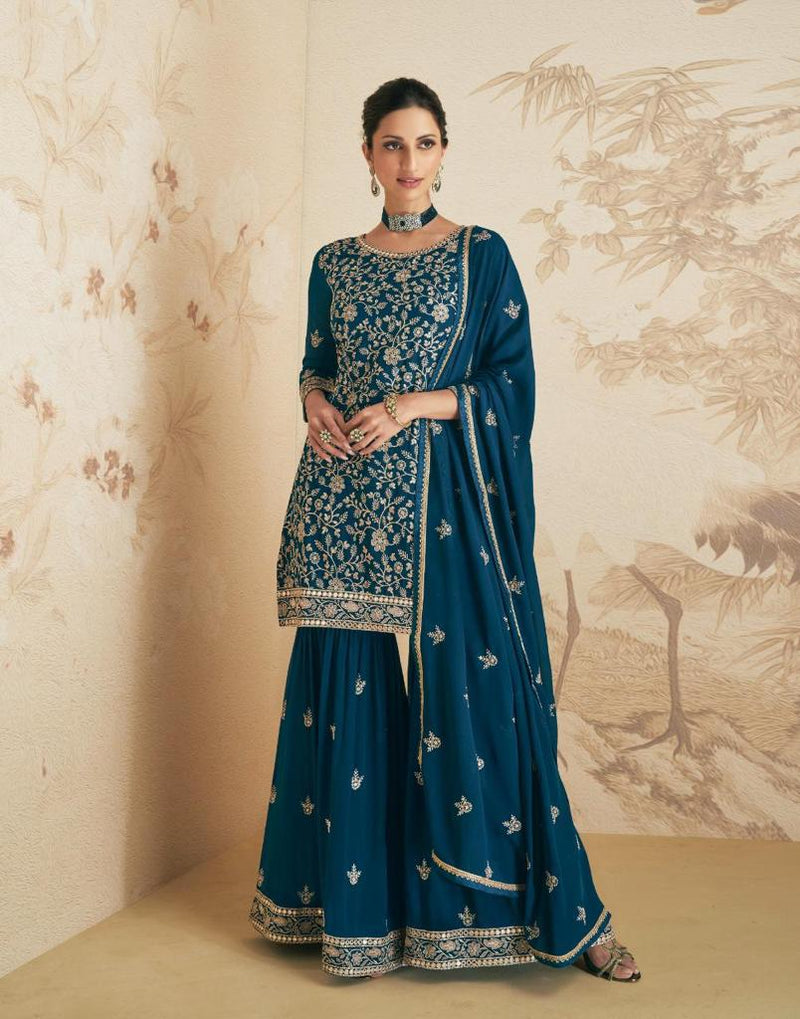 Aashirwad Creation Elan Georgette With Heavy Embroidery Work Stylish Designer Wedding Wear Long Kurti