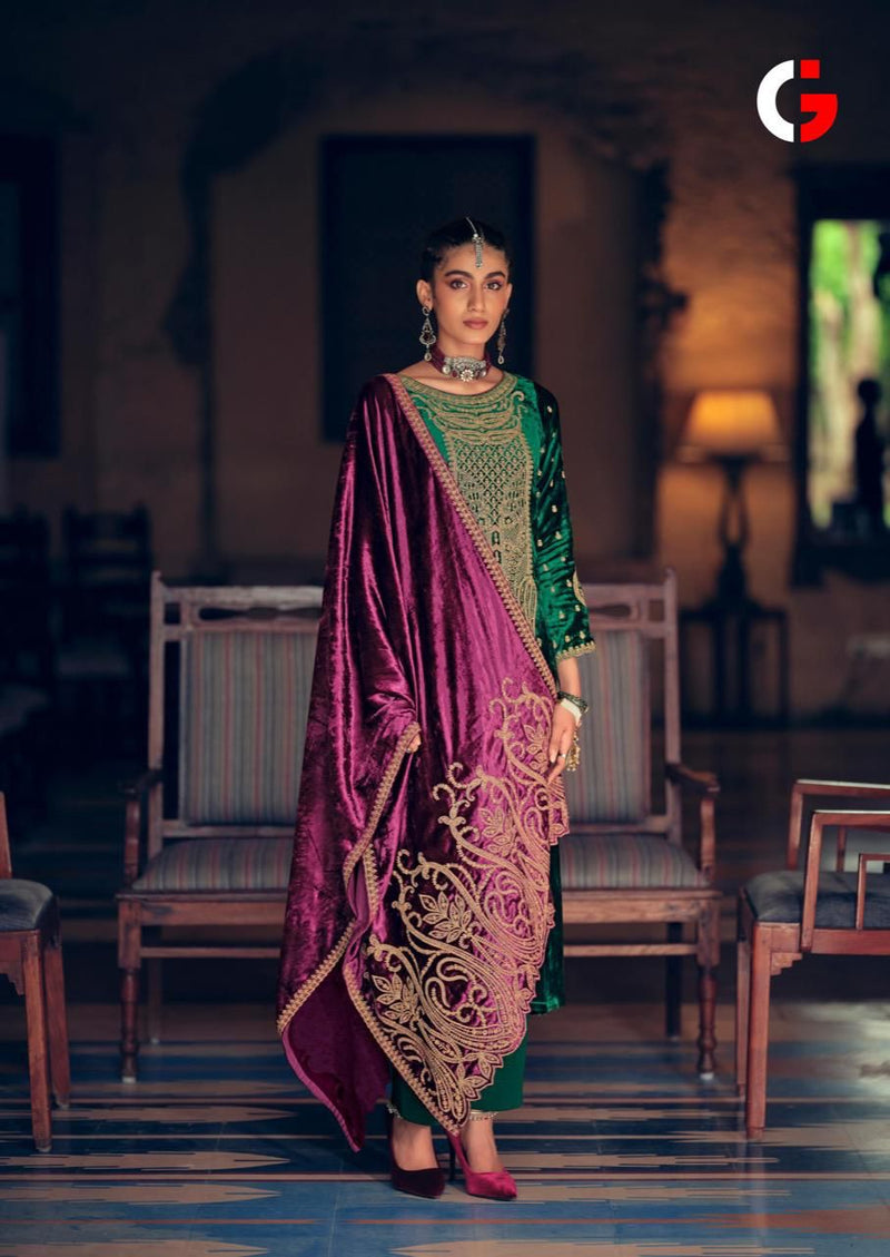 Gull Jee Elegance Velvet With Heavy Embroidery Work Stylish Designer Wedding Wear Salwar Kameez