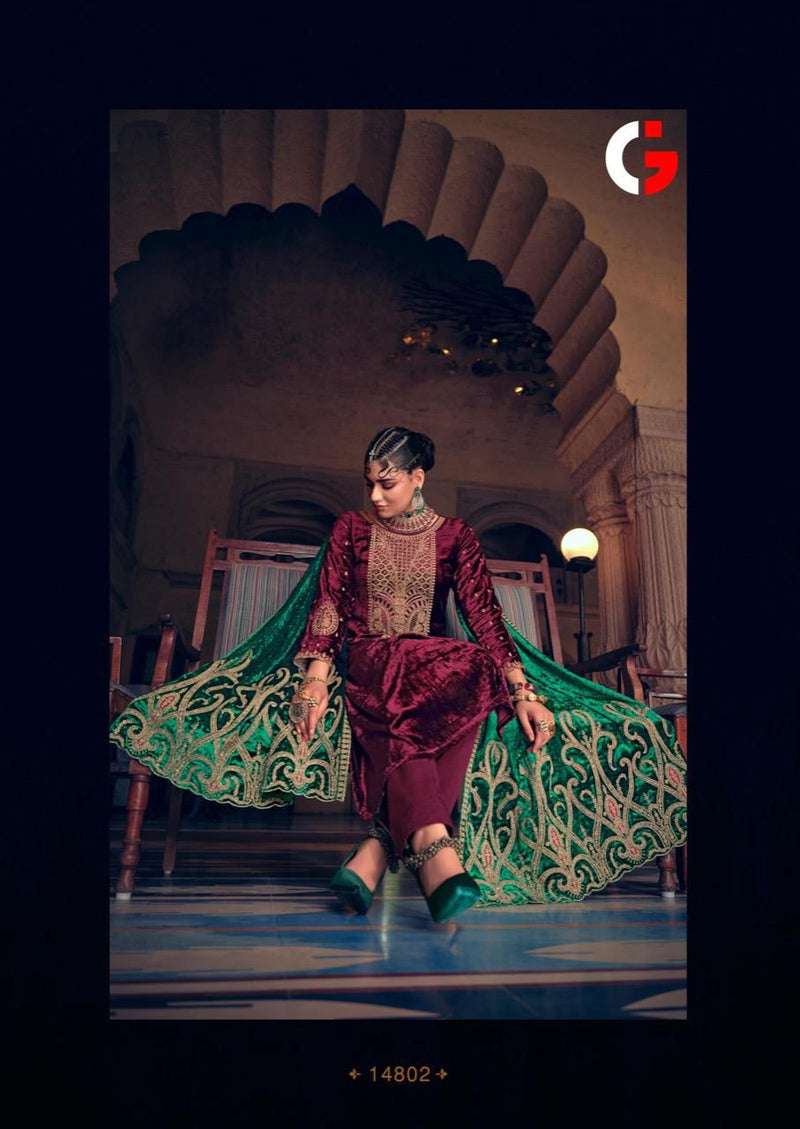 Gull Jee Elegance Velvet With Heavy Embroidery Work Stylish Designer Wedding Wear Salwar Kameez