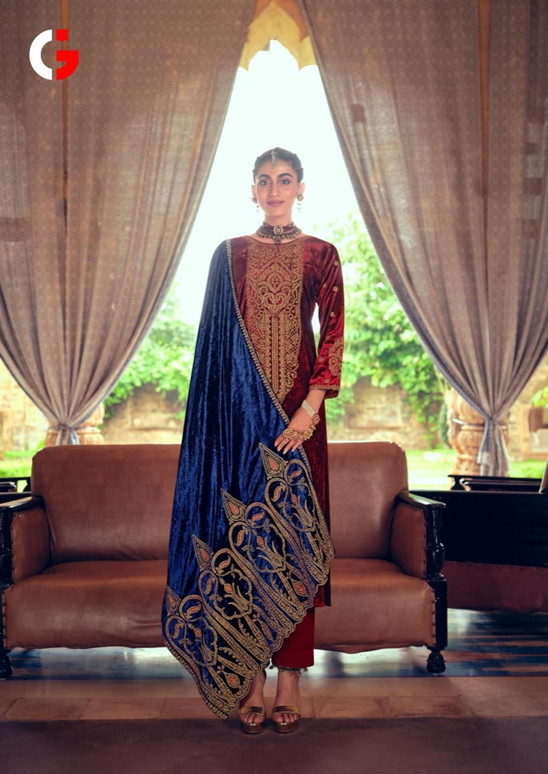 Gull Jee Elegance Velvet With Heavy Embroidery Work Stylish Designer Wedding Wear Salwar Kameez