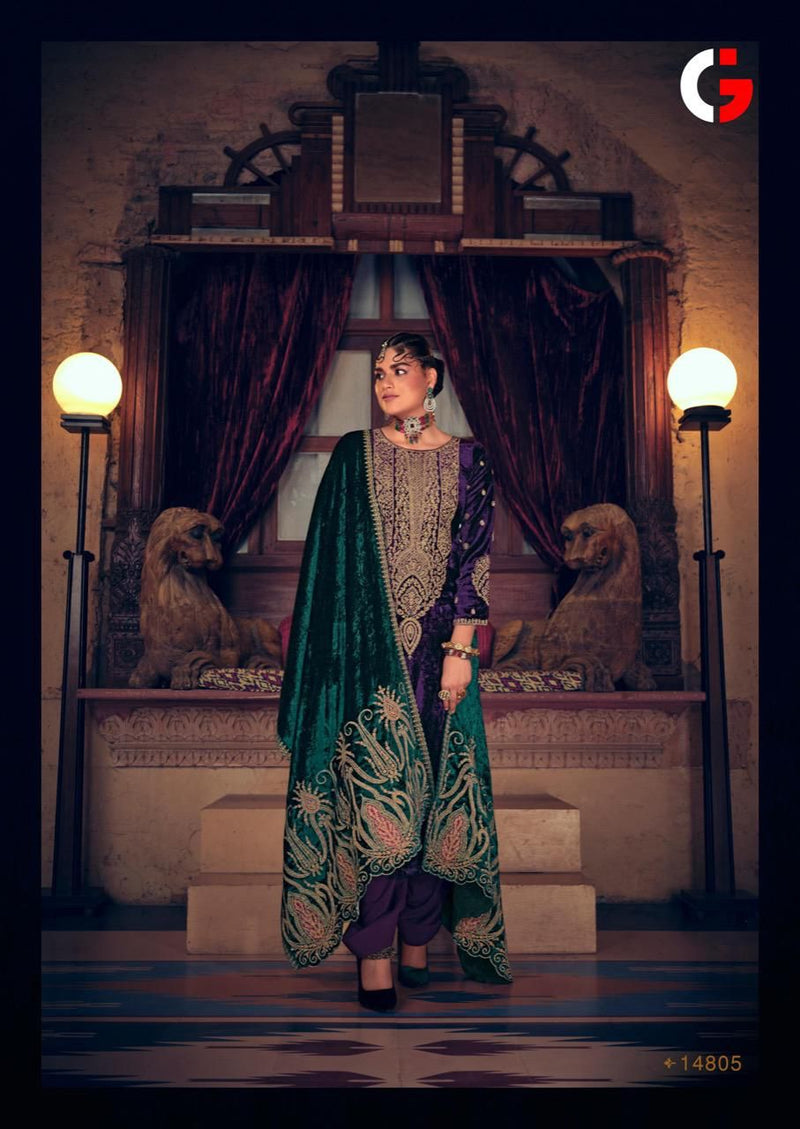 Gull Jee Elegance Velvet With Heavy Embroidery Work Stylish Designer Wedding Wear Salwar Kameez