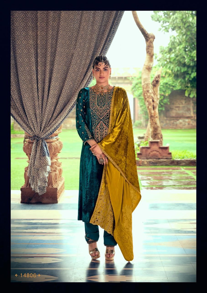 Gull Jee Elegance Velvet With Heavy Embroidery Work Stylish Designer Wedding Wear Salwar Kameez