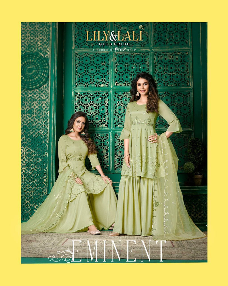 Lily And Lali Eminent Double Sequence Handwork Wedding Wear Kurtis With Bottom & Dupatta