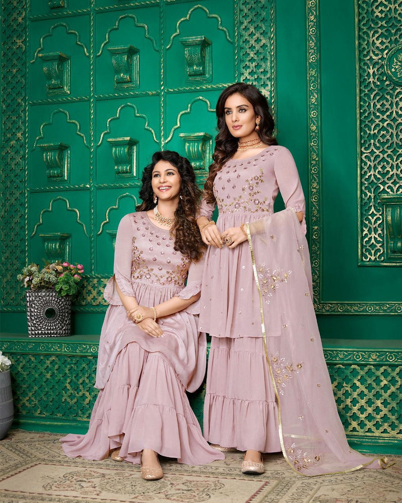 Lily And Lali Eminent Double Sequence Handwork Wedding Wear Kurtis With Bottom & Dupatta