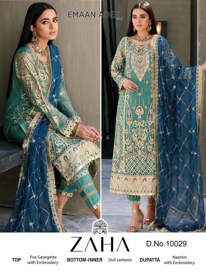 Zaha Emaan Adeel Vol 2 Georgette Pakistani Style Designer Wedding Wear Salwar Suits