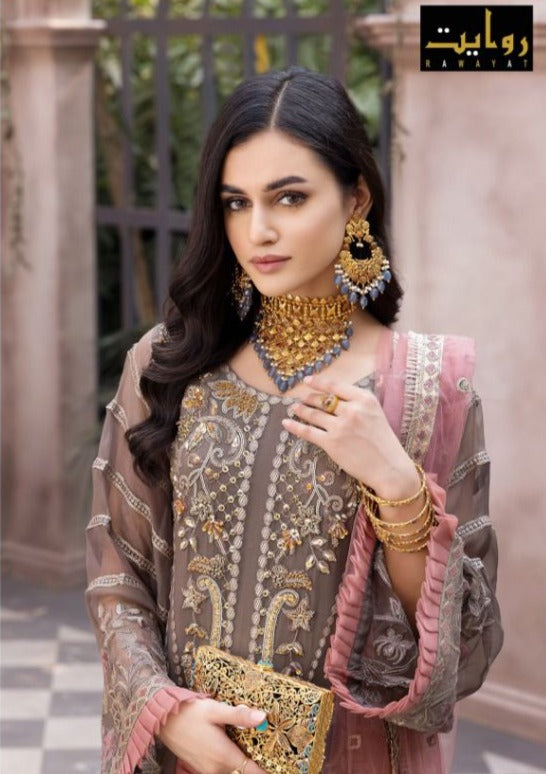 Rawayat Emaan Adeel Vol 5 Fox Georgette Pakistani Style Designer Party Wear Salwar Kameez