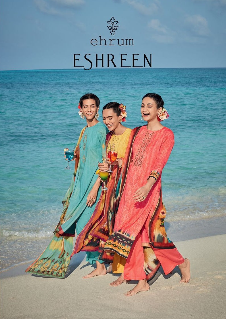 Varsha Ehrum Eshreen Silk Satin Digital Printed Party Wear Salwar Suits