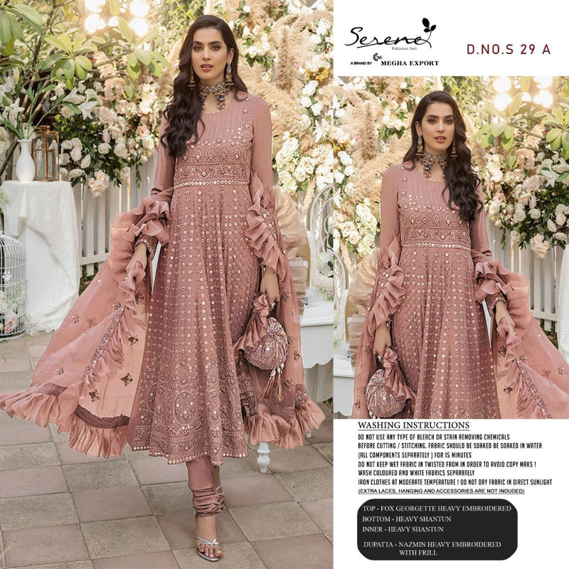 Serene Ethena S 29 Georgette Heavy Embroidered Pakistani Style Wedding Wear Salwar Suits