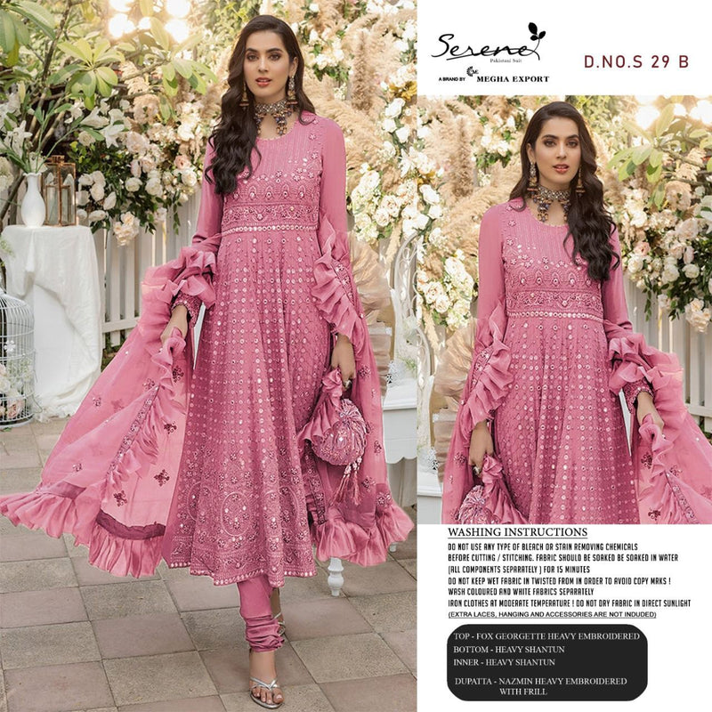 Serene Ethena S 29 Georgette Heavy Embroidered Pakistani Style Wedding Wear Salwar Suits