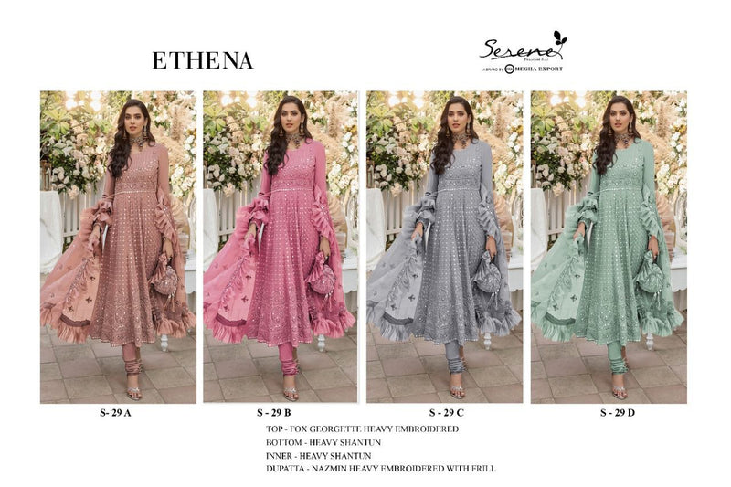 Serene Ethena S 29 Georgette Heavy Embroidered Pakistani Style Wedding Wear Salwar Suits