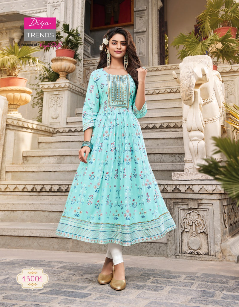 Diya Trends Ethnicity Vol 13 Rayon With Fancy Work Stylish Designer Festive Wear Fancy Kurti