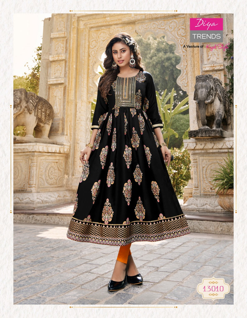 Diya Trends Ethnicity Vol 13 Rayon With Fancy Work Stylish Designer Festive Wear Fancy Kurti