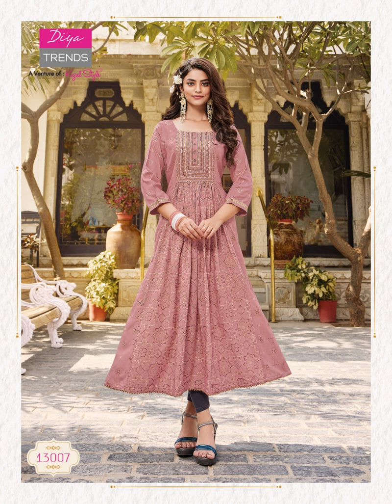 Diya Trends Ethnicity Vol 13 Rayon With Fancy Work Stylish Designer Festive Wear Fancy Kurti