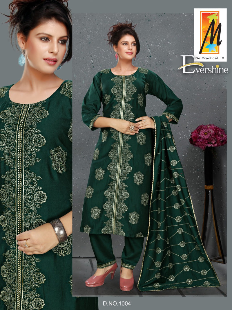 Master Evershine Chanderi Party Wear Ready Made  Salwar Suits