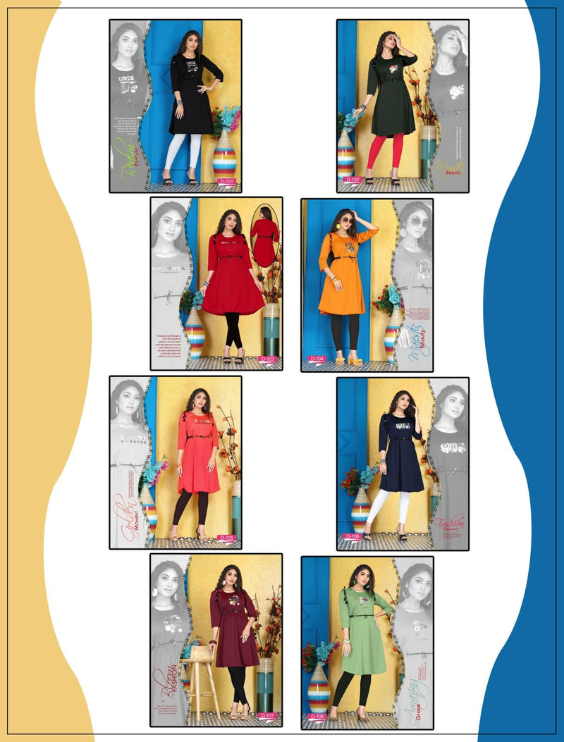 Riyaa Everest Lycra Fancy Stylish Western Wear Kurtis