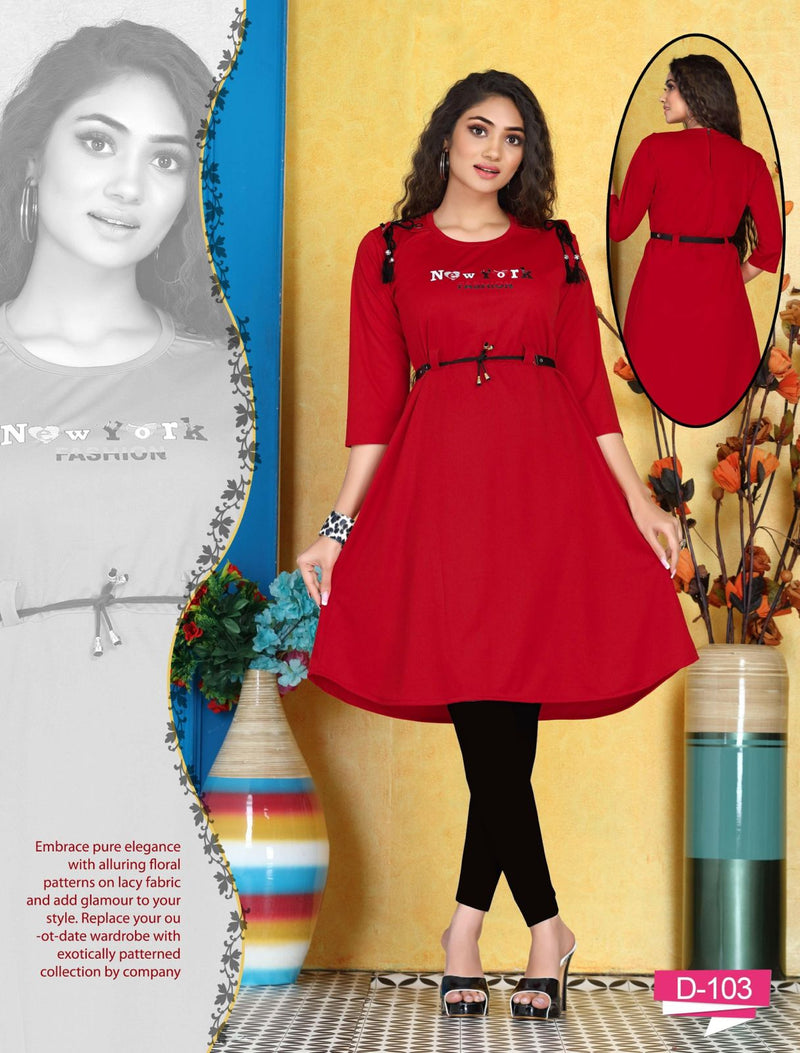 Riyaa Everest Lycra Fancy Stylish Western Wear Kurtis