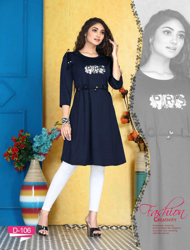 Riyaa Everest Lycra Fancy Stylish Western Wear Kurtis