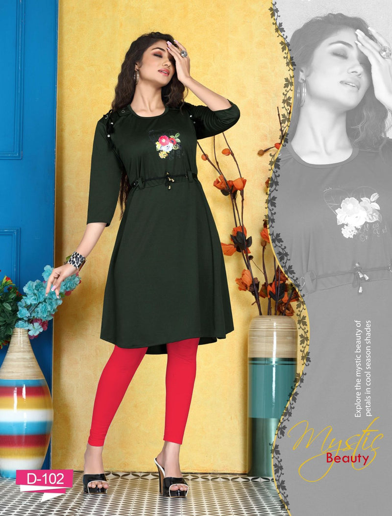 Riyaa Everest Lycra Fancy Stylish Western Wear Kurtis