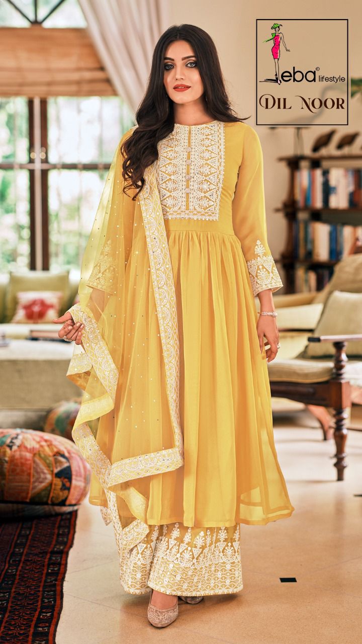 Eba Lifestyle Dil Noor Georgette With Embroidery Work Salwar Suit