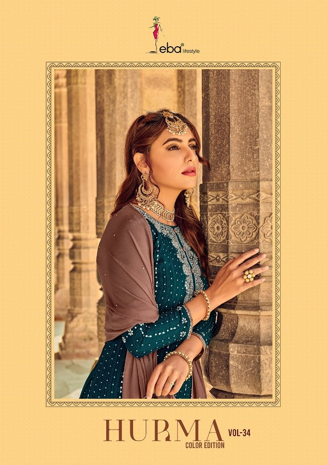 Eba Lifestyle Hurma Color Edition Vol 34 Fox Georgette With Heavy Embroidery Work Exclusive Fancy Salwar Suits