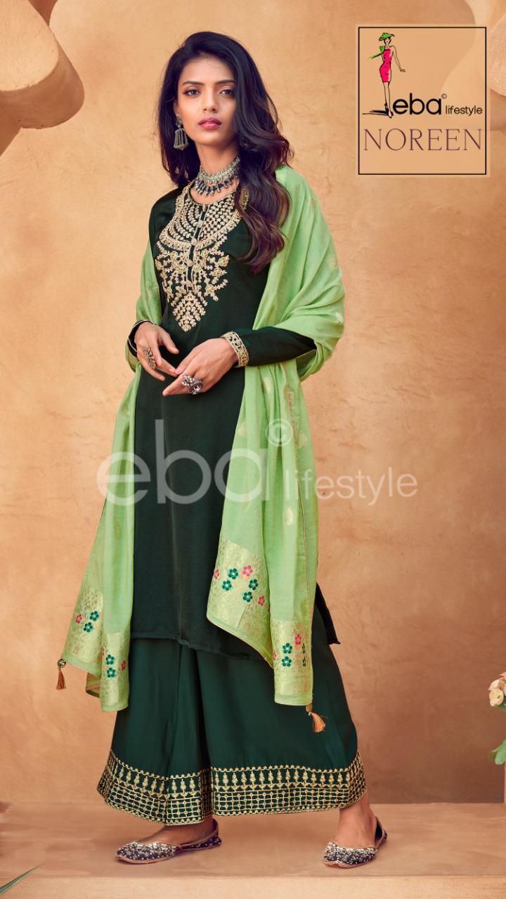 Eba Lifestyle Noreen Viscose Silk With Embroidery Work Exclusive Designer Fancy Salwar Suits