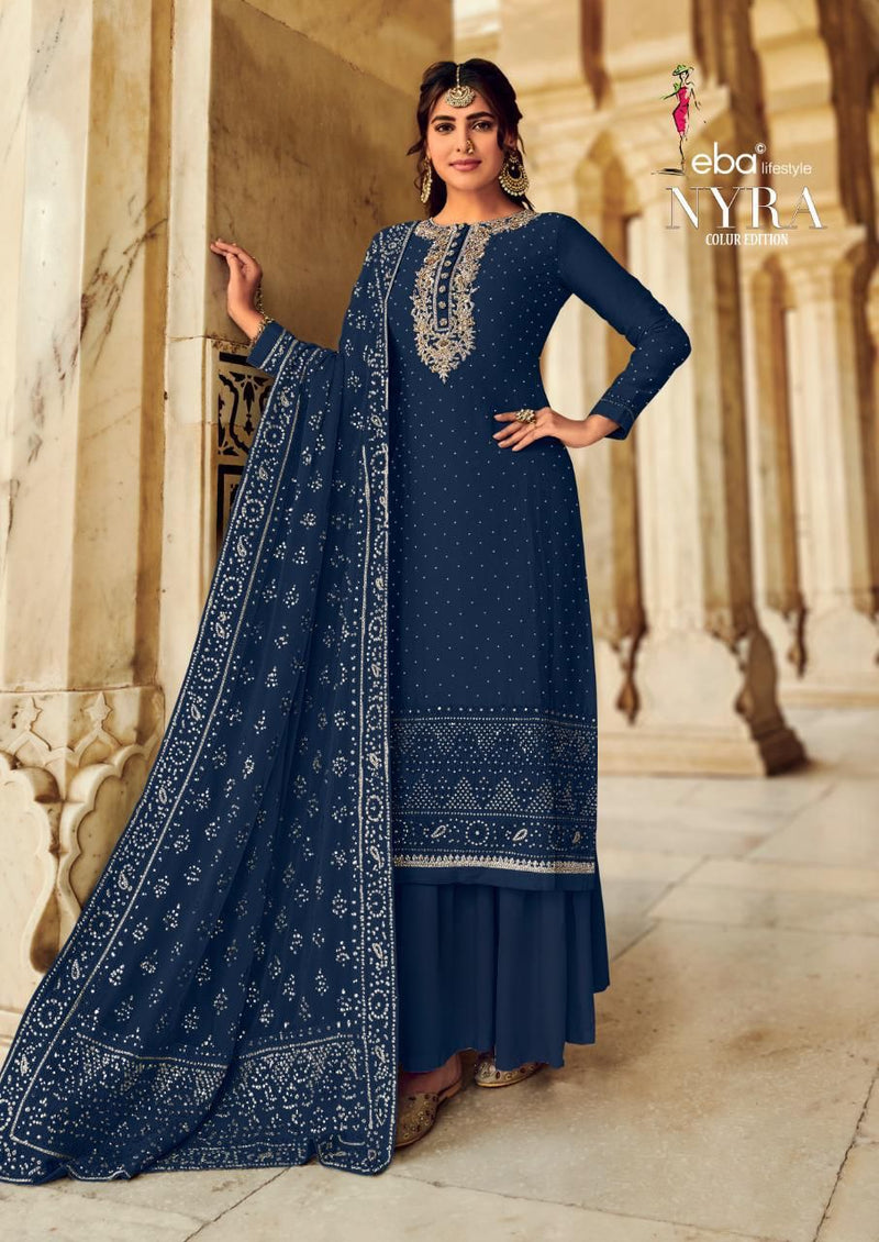 Eba Lifestyle Nyra Vol 1 Pure Viscose Silk Heavy Embroidery Work Partywear Suit