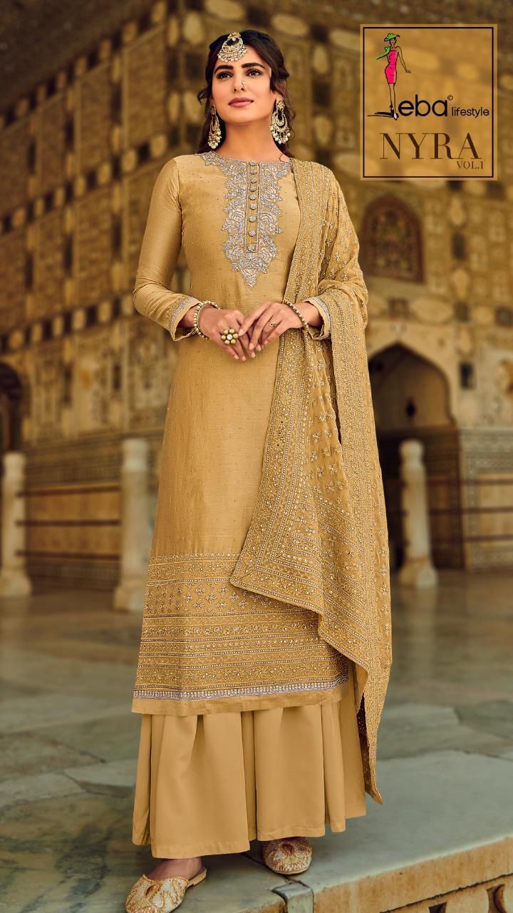 Eba Lifestyle Nyra Vol 1 Pure Viscose Silk Heavy Embroidery Work Partywear Suit