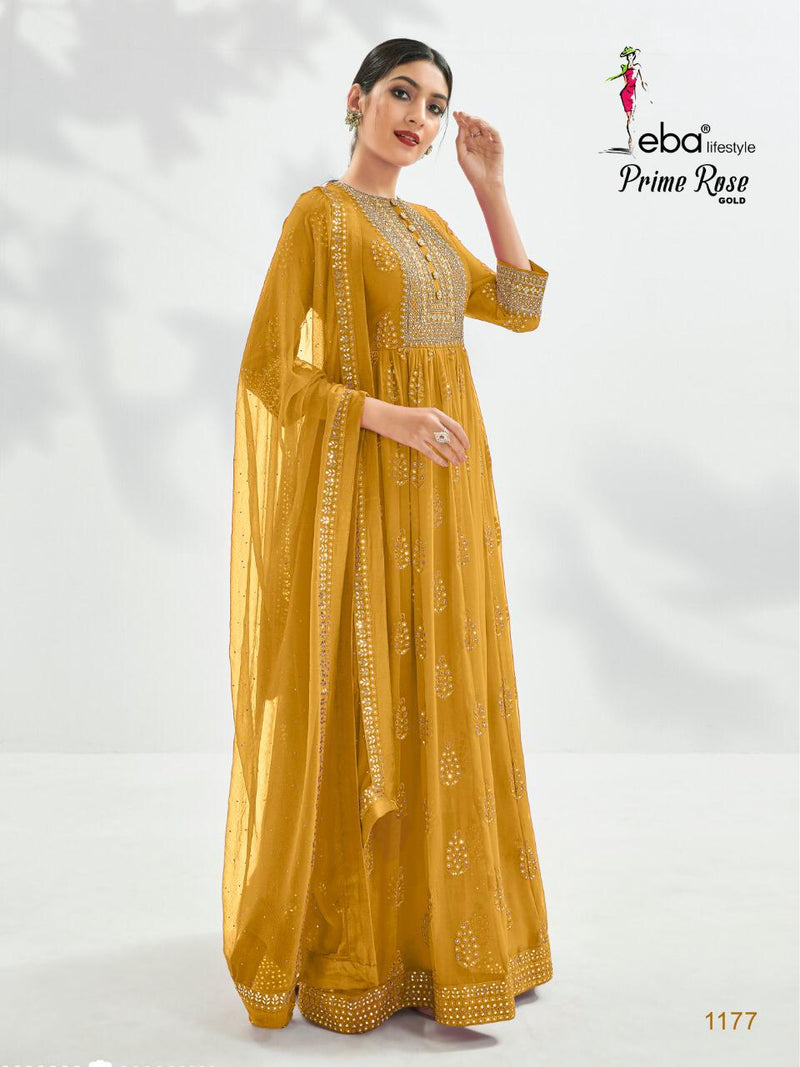 Eba Lifestyle Prime Rose Gold Semi Pure Heavy Embroidery Work Salwar Kameez