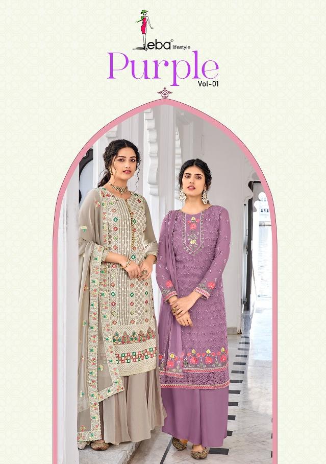 Eba Lifestyle puple Vol 1 Faux Georgette with Heavy embroidery Kurti