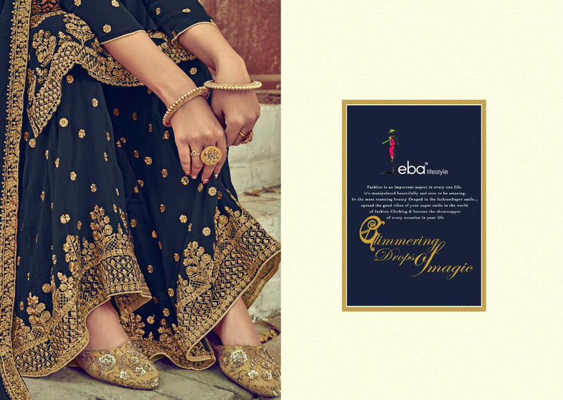 Eba Lifestyle Rose Gold Faux Georgette Embroidery Khatli Daimond Work Salwar Kameez