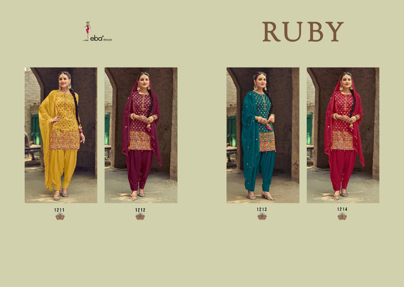 Eba Lifestyle Ruby Semi Pure Heavy Embroidery Work Salwar Kameez
