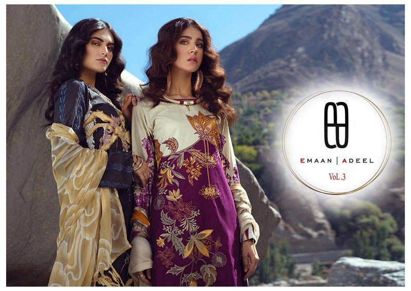 Emaan Adeel Vol 3 Pure Lawn Collection Printed Attractive Look Fancy Designer Pakistani Salwar Kameez