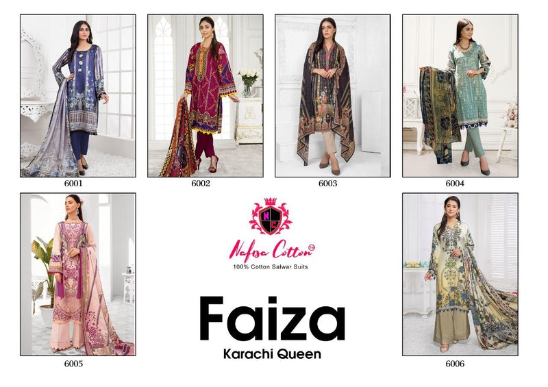 Nafisa Cotton Faiza Karachi Queen Vol 6 Pakistani Style Party Wear Cotton Salwar Suits
