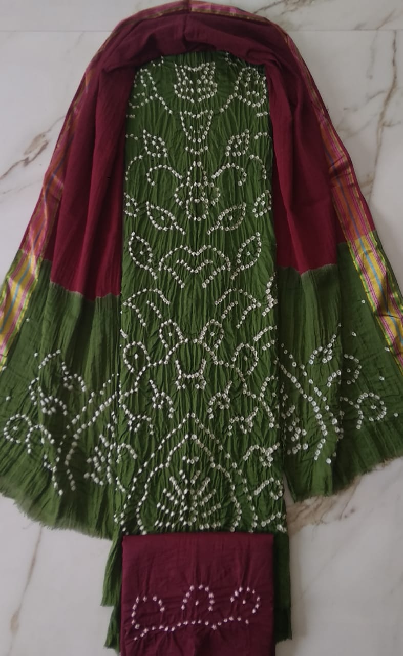 MF Fancy Bandhej  Satin Bandhani Print Salwar Suits With 10 Beautiful Colors