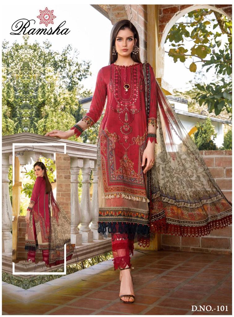 Ramsha Farasha Heavy Luxury Lawn Cotton Printed Designer Salwar Kameez