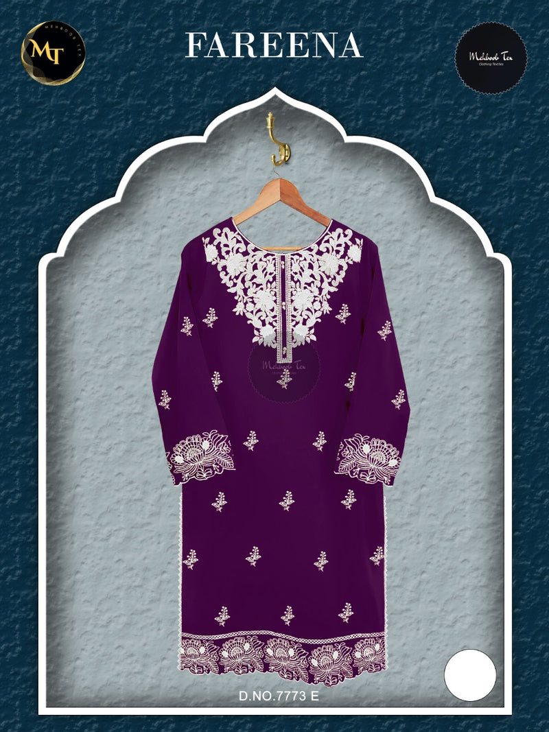 Mehboob Tex Fareena Georgette With Heavy Embroidery Work Stylish Designer Pret Kurti