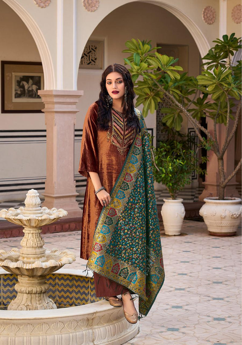 Gull Jee Farhin Velvet With Beautiful Heavy Embroidery Work Stylish Designer Party Wear Salwar Kameez