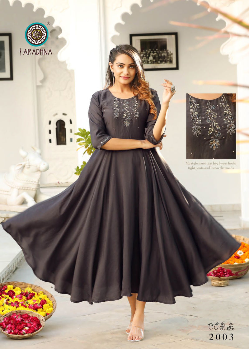 Kajal Style Fashion Colorbar Vol 7 Designer Gown Style Rayon Embroidery  Work Kurtis Catalog Wholesaler - Geetanjali Fashions