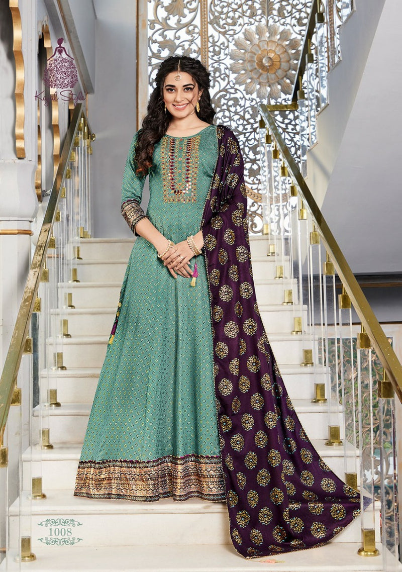 Readymade Art Silk Anarkali Style Gown In Dark Peach | Latest gown styles,  Designer dresses indian, Indian wedding dress designers