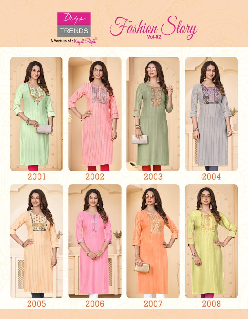 Diya Trends Fashion Story  Vol 2 Rayon Fancy Casual Office Wear Kurtis