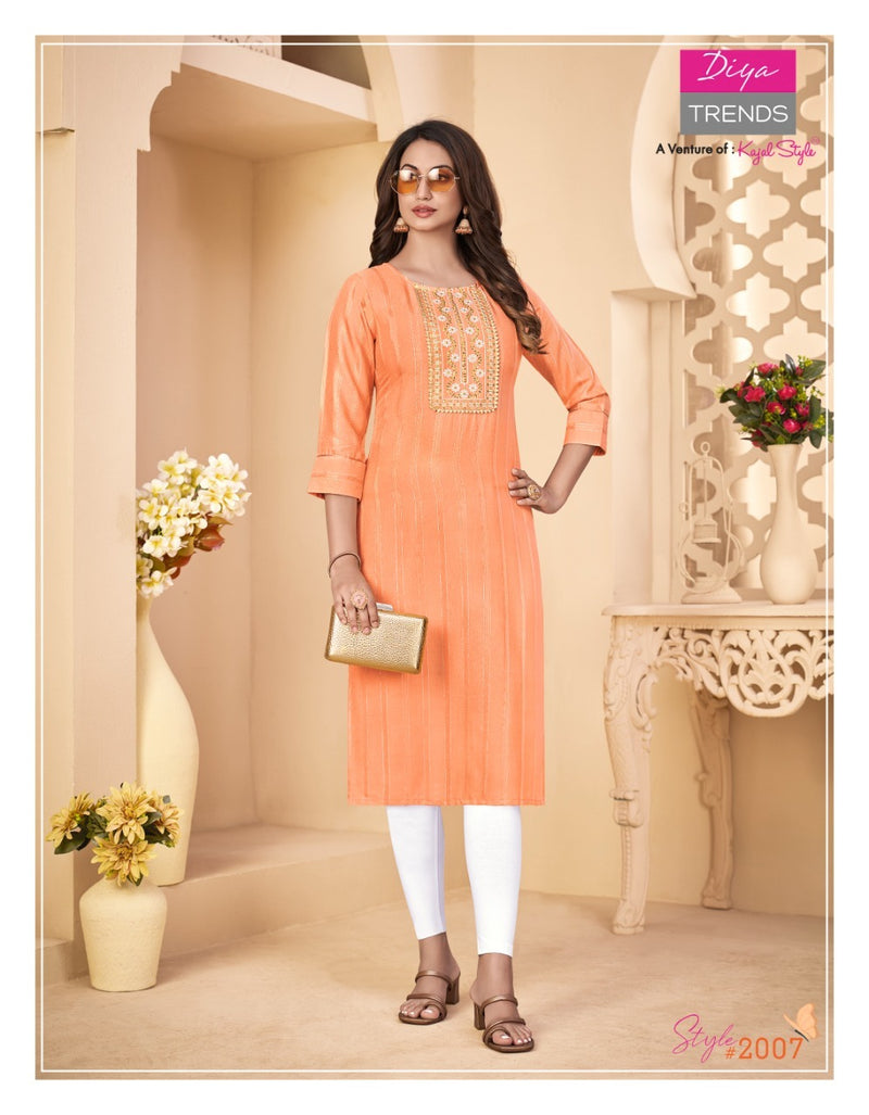 Diya Trends Fashion Story  Vol 2 Rayon Fancy Casual Office Wear Kurtis