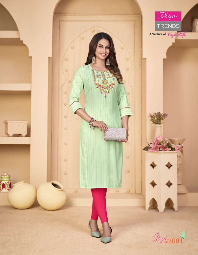 Diya Trends Fashion Story  Vol 2 Rayon Fancy Casual Office Wear Kurtis