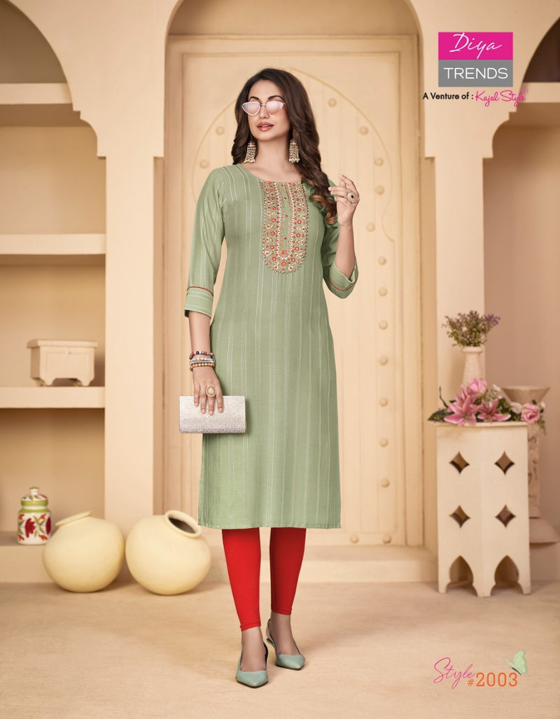 Diya Trends Fashion Story  Vol 2 Rayon Fancy Casual Office Wear Kurtis